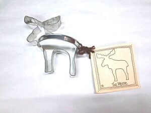 Ann Clark Tin Metal Large Cookie Cutter The Moose W/ Handle & Recipe Tag 5.5"